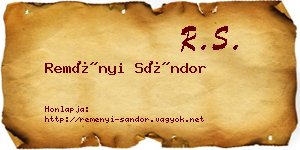 Reményi Sándor névjegykártya